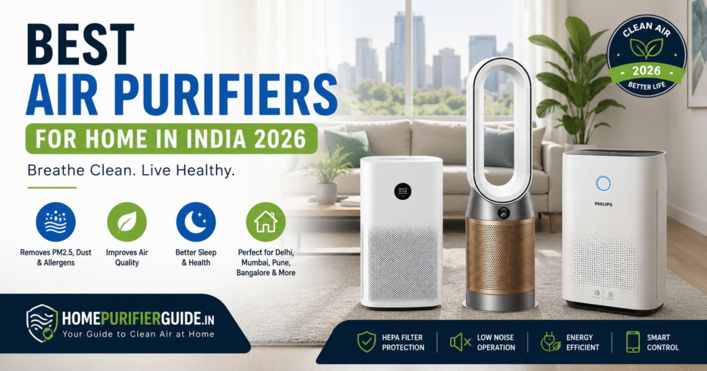 Best air purifiers for home in India 2026 featuring HEPA air purifiers for clean indoor air in Delhi, Gurgaon, Mumbai, Pune, and Bangalore.