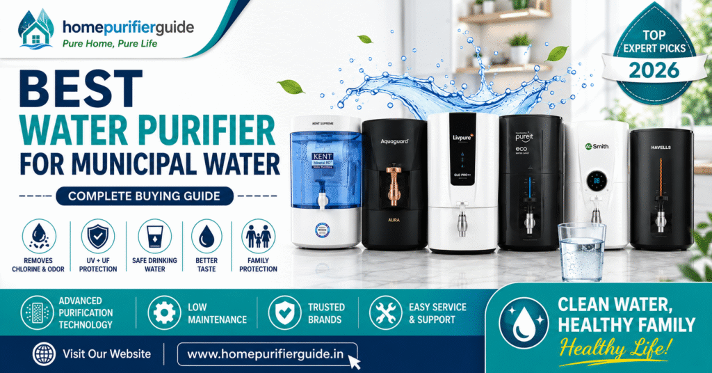 Best water purifier for municipal water in India with RO UV UF purification